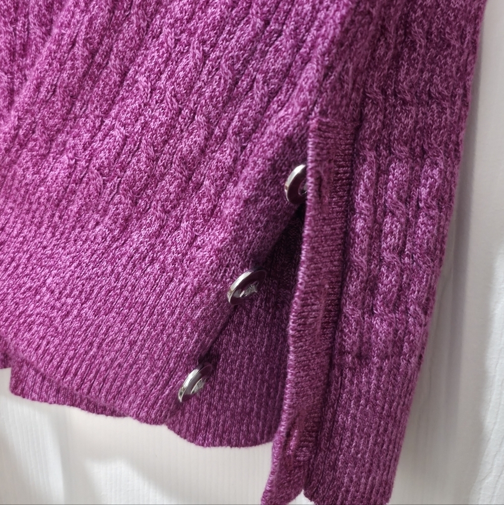 Karen Scott Magenta Cowl Neck Sweater 100% Cotton Petites Medium - Picture 9 of 10